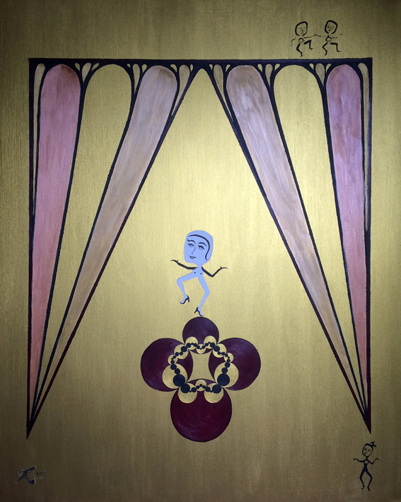 Fraktalstaub 4 Goldenes Aloha Schritt Drei, 80x100cm, Acryl auf Leinwand, 2015