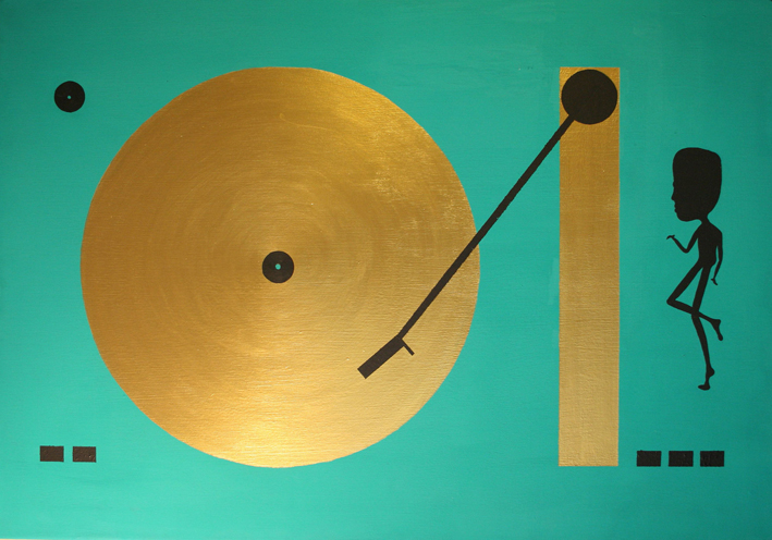 Punkt 05 Plattenspieler I, 70x100cm, Acryl auf Leinwand, 2014